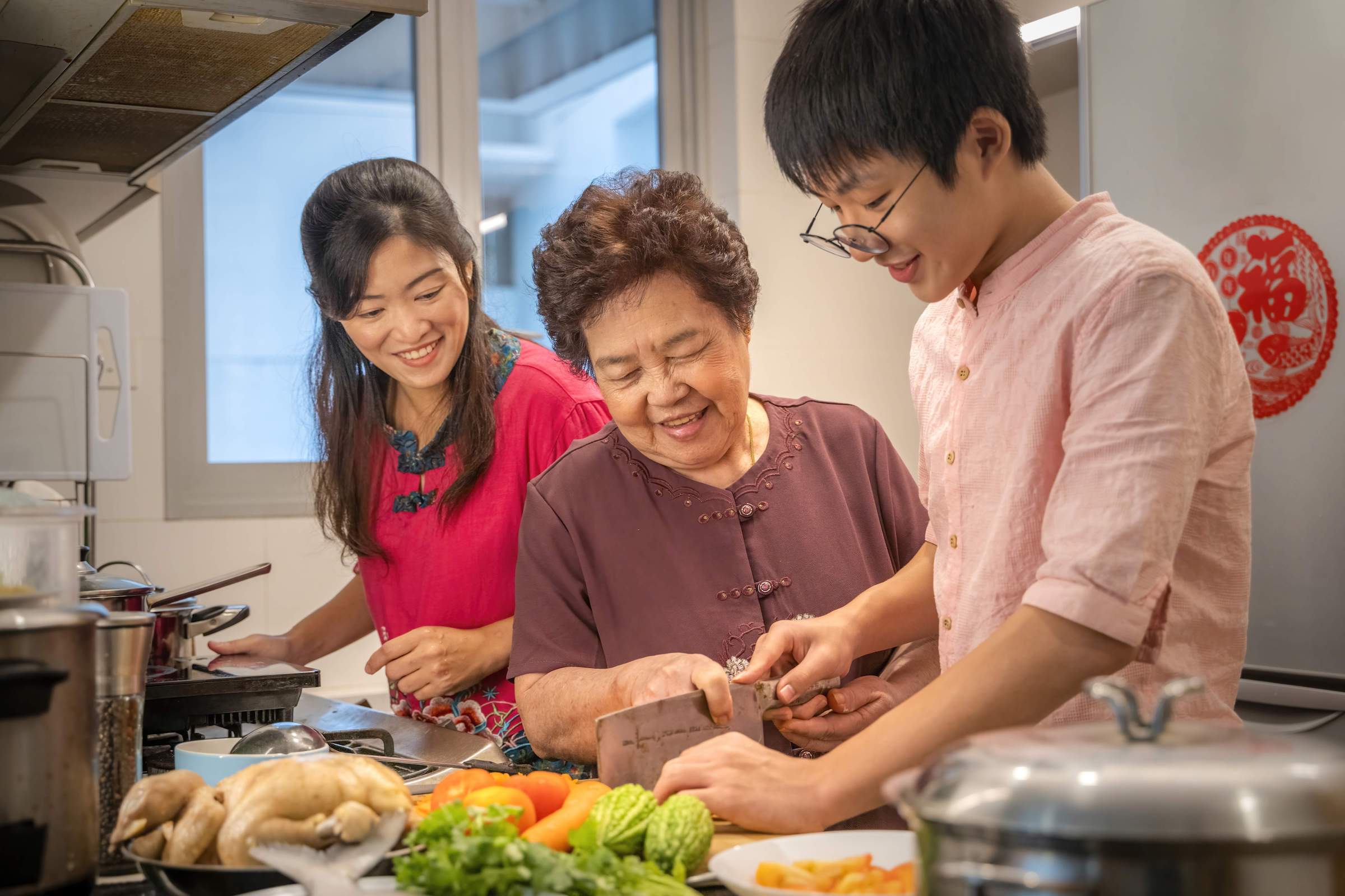 Family cooking together